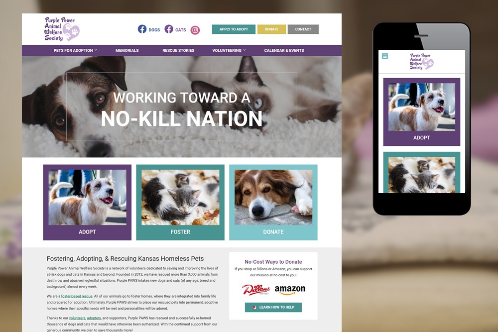 Purple Power Animal Welfare Society website screenshot