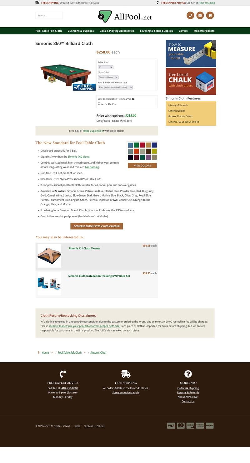 All Pool website screenshot cushion installation guides