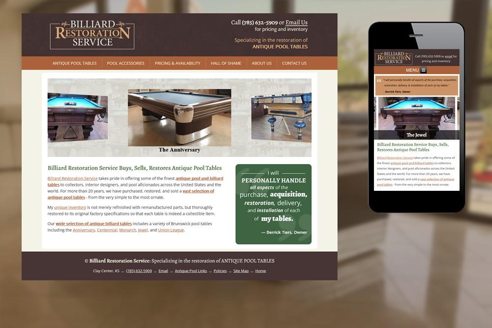 Billiard Restoration Service website screenshot