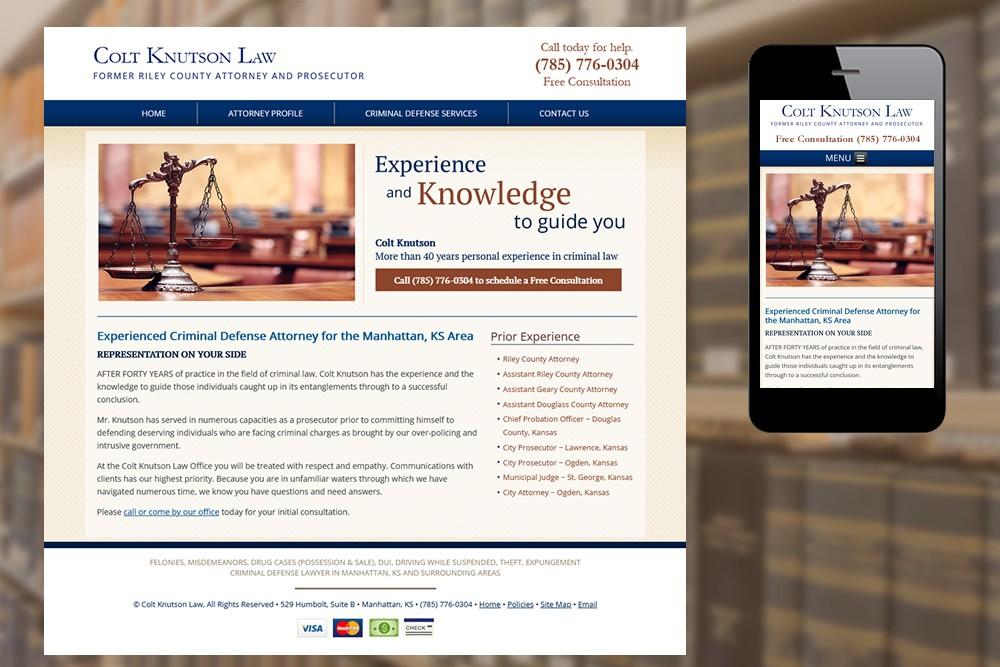 Colt Knutson Law website redesign screenshot