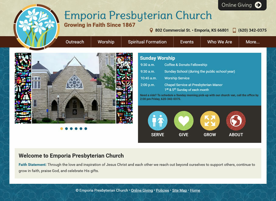 Emporia Presbyterian Church website screenshot
