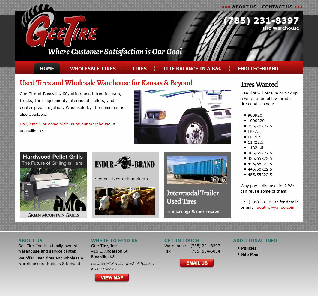 Gee Tire, Inc. website screenshot