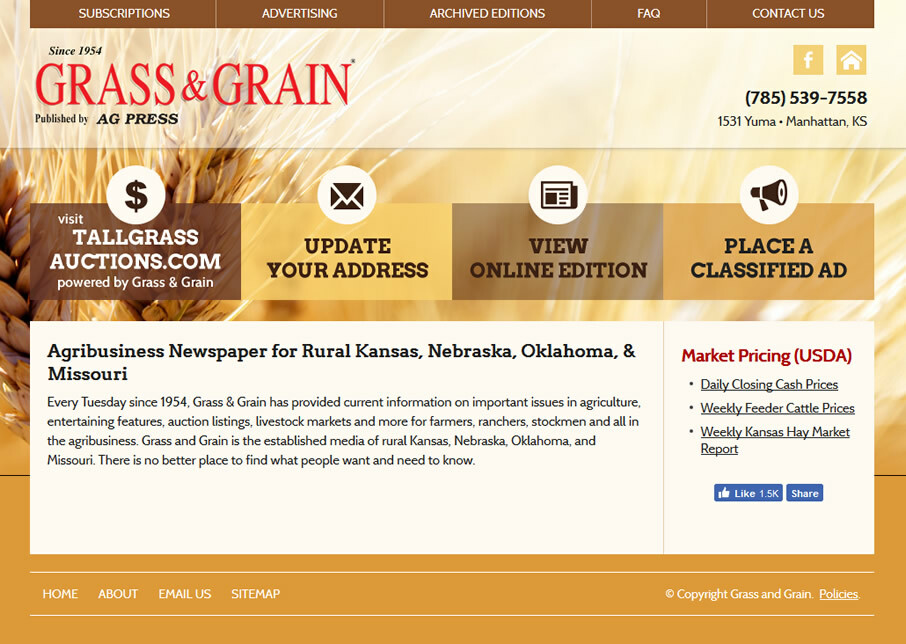 Grass & Grain website screenshot