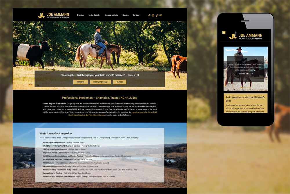 Joe Ammann Professional Horseman website screenshot