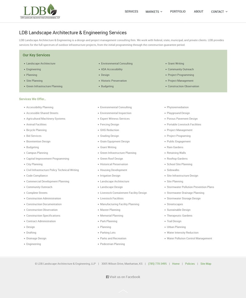LDB Consultants website screenshot landscape services page