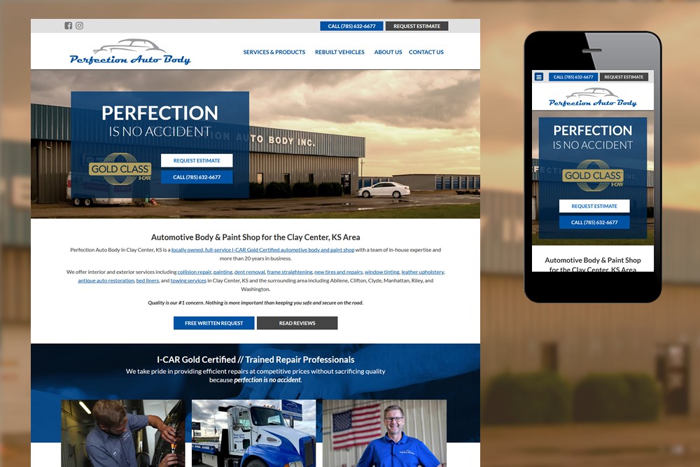 Perfection Auto Body, Inc. website screenshot