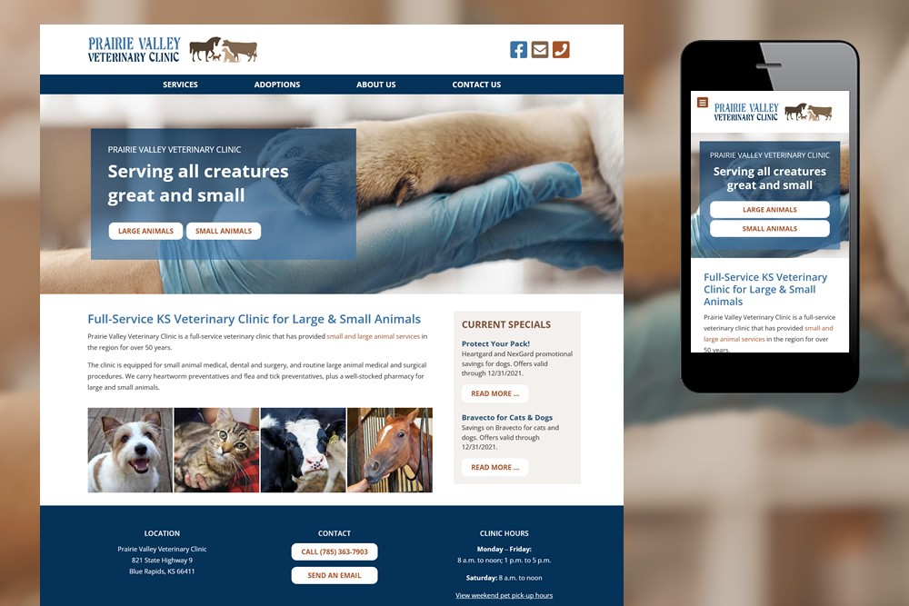 Prairie Valley Veterinary Clinic website screenshot
